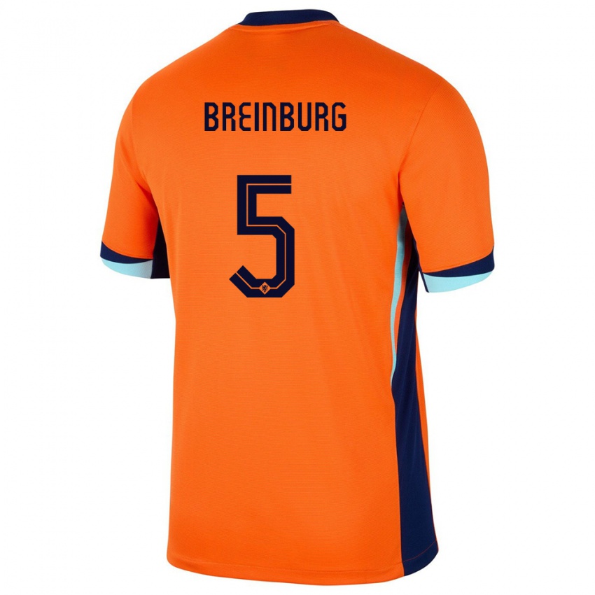 Niño Camiseta Países Bajos Rainey Breinburg #5 Naranja 1ª Equipación 24-26 La Camisa Chile