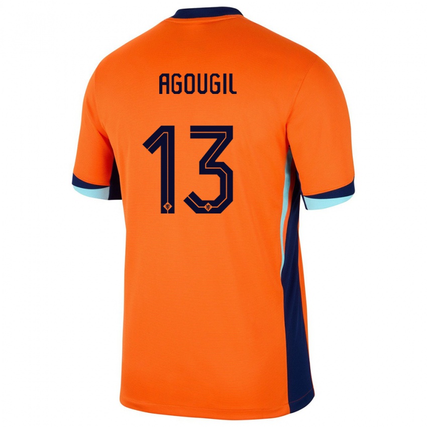 Niño Camiseta Países Bajos Oualid Agougil #13 Naranja 1ª Equipación 24-26 La Camisa Chile