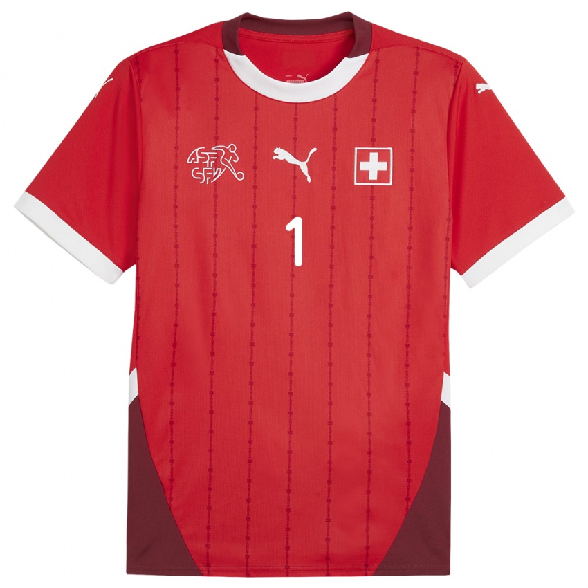 Niño Camiseta Suiza Yann Sommer #1 Rojo 1ª Equipación 24-26 La Camisa Chile