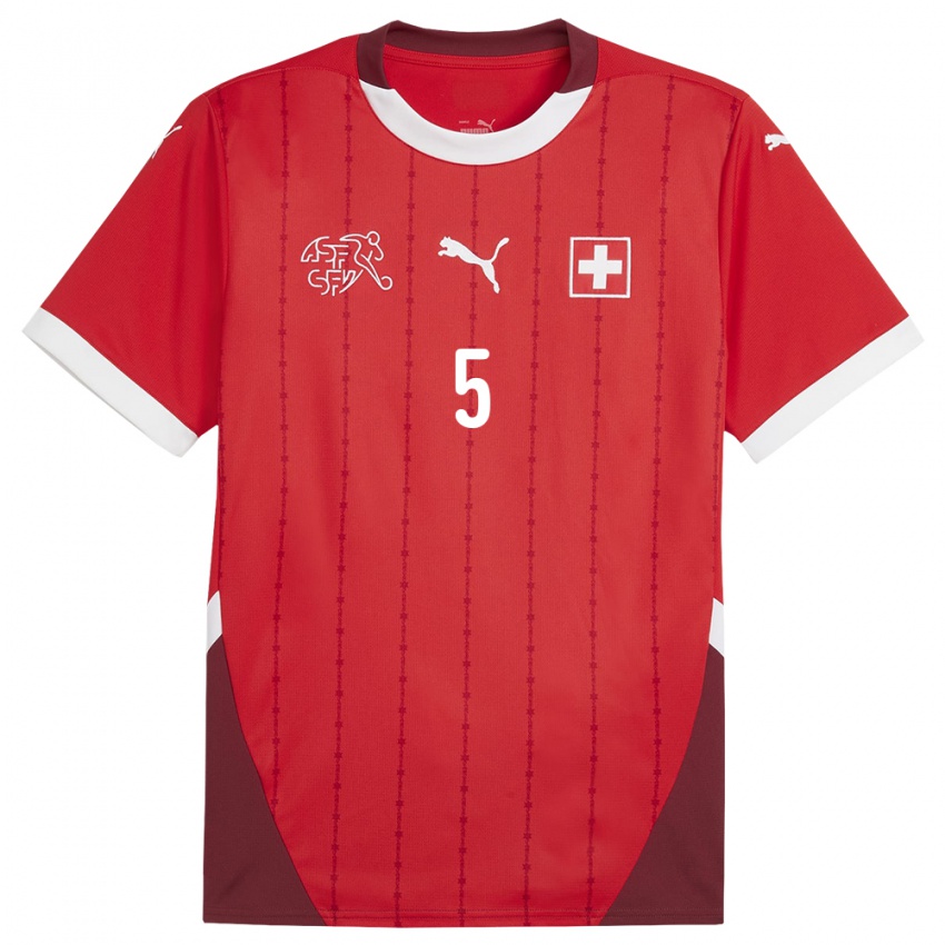 Niño Camiseta Suiza Albian Hajdari #5 Rojo 1ª Equipación 24-26 La Camisa Chile