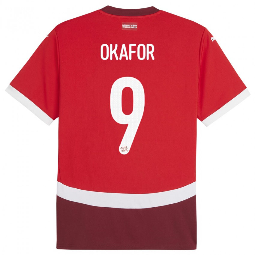 Niño Camiseta Suiza Noah Okafor #9 Rojo 1ª Equipación 24-26 La Camisa Chile