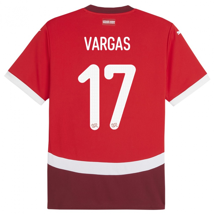 Niño Camiseta Suiza Ruben Vargas #17 Rojo 1ª Equipación 24-26 La Camisa Chile