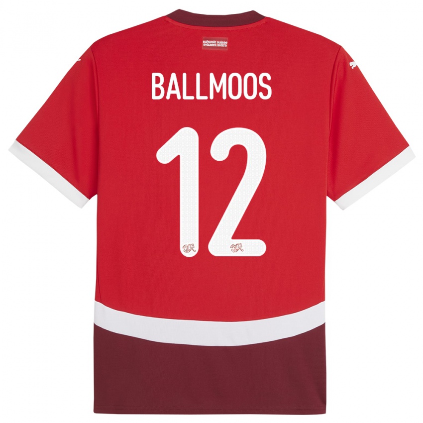 Niño Camiseta Suiza David Von Ballmoos #12 Rojo 1ª Equipación 24-26 La Camisa Chile