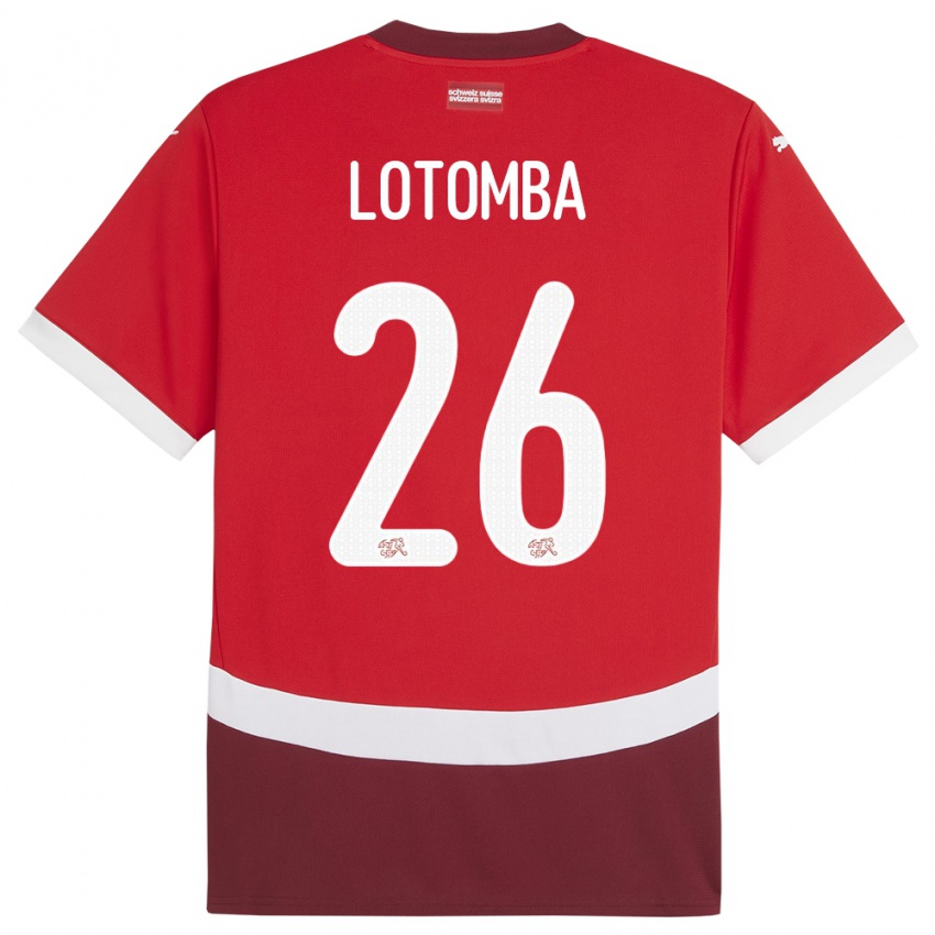 Niño Camiseta Suiza Jordan Lotomba #26 Rojo 1ª Equipación 24-26 La Camisa Chile