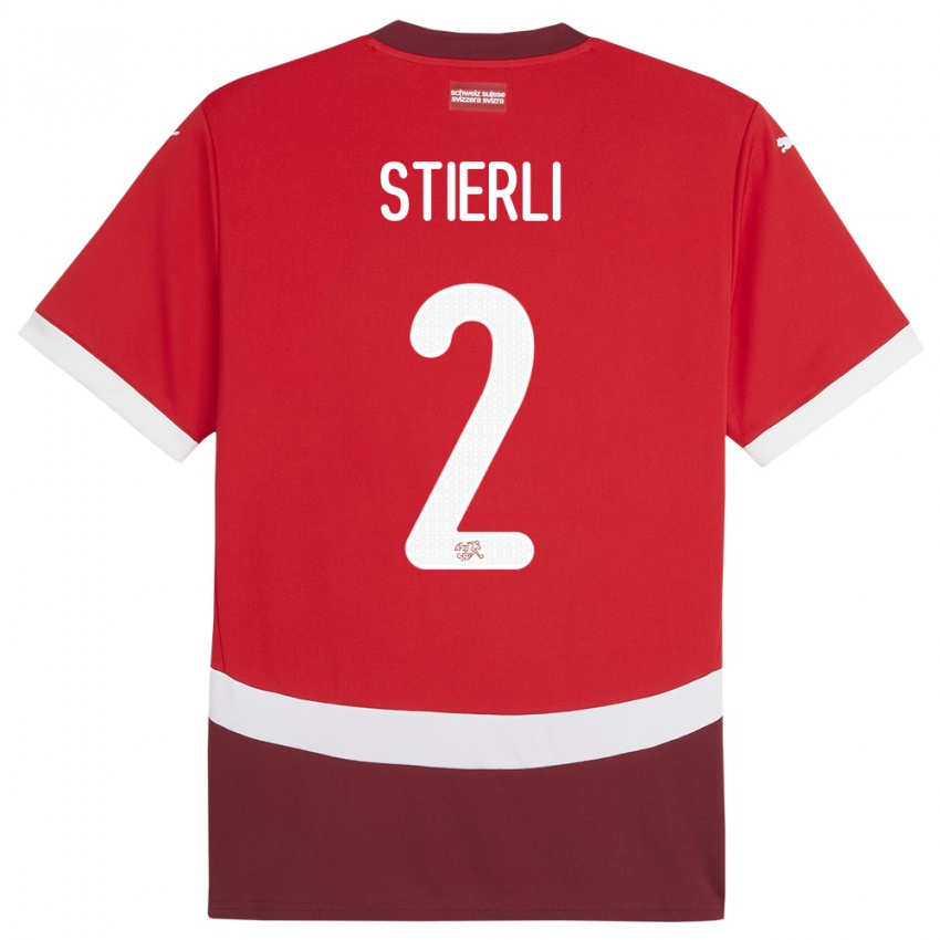 Niño Camiseta Suiza Julia Stierli #2 Rojo 1ª Equipación 24-26 La Camisa Chile