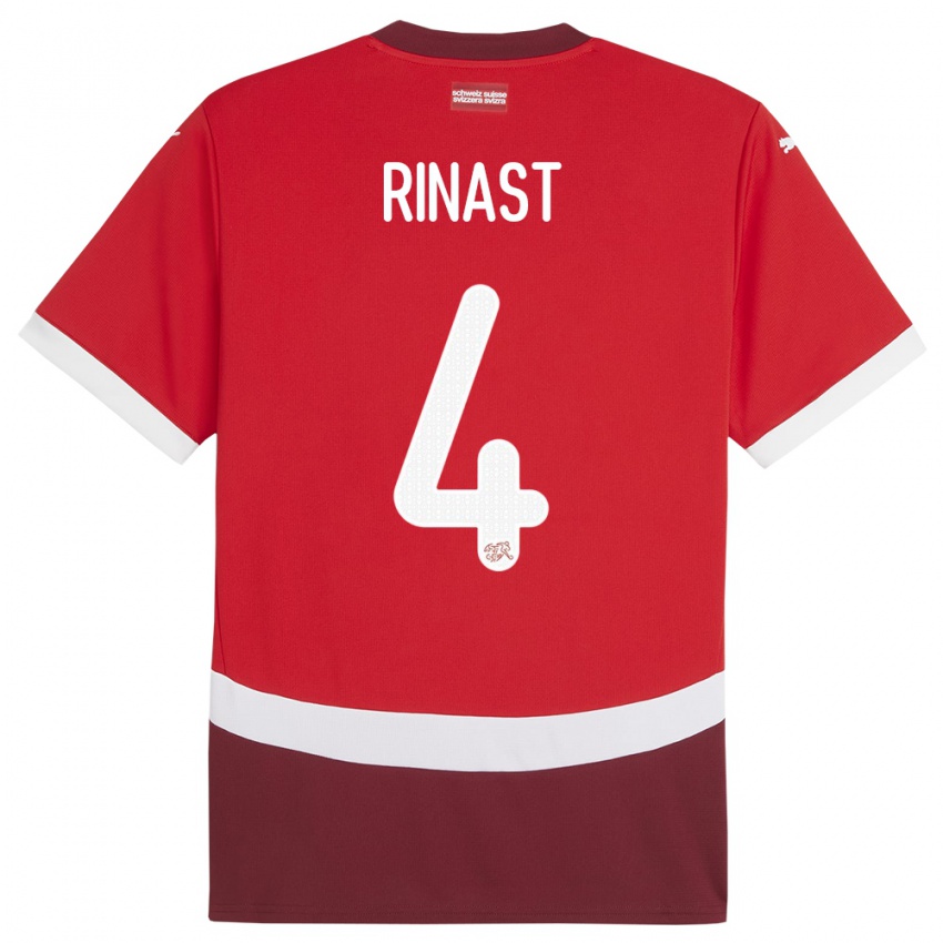 Niño Camiseta Suiza Rachel Rinast #4 Rojo 1ª Equipación 24-26 La Camisa Chile