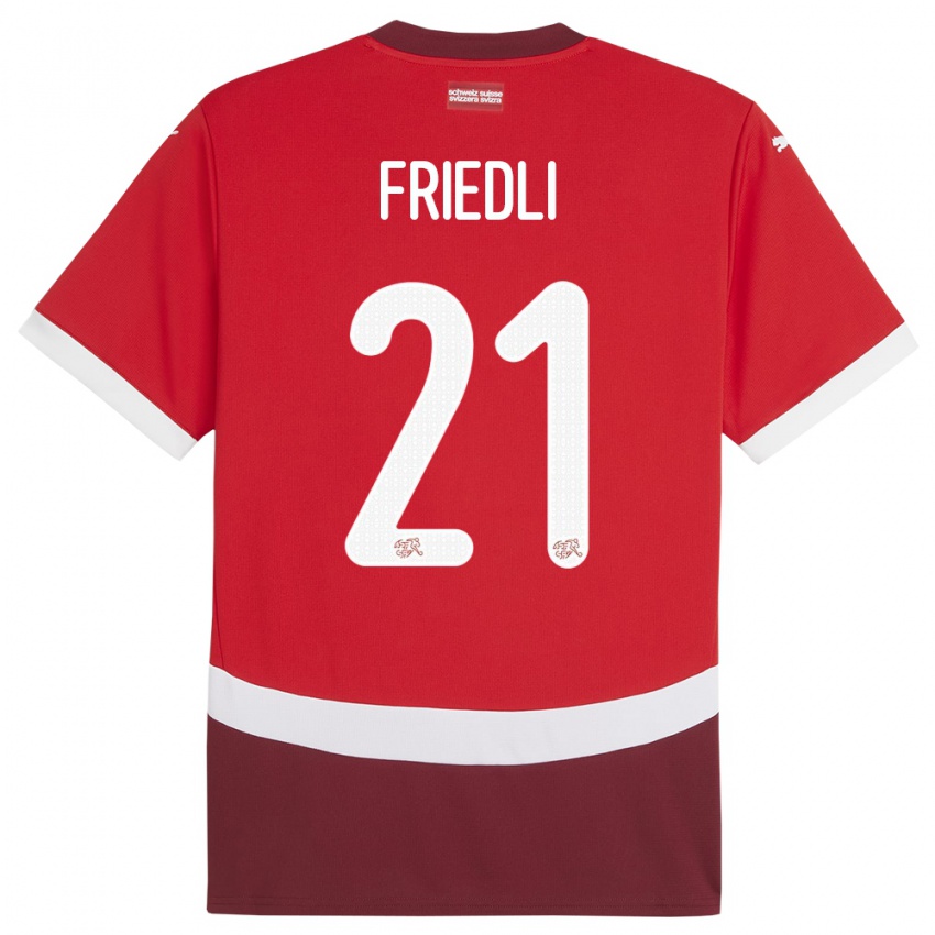 Niño Camiseta Suiza Seraina Friedli #21 Rojo 1ª Equipación 24-26 La Camisa Chile