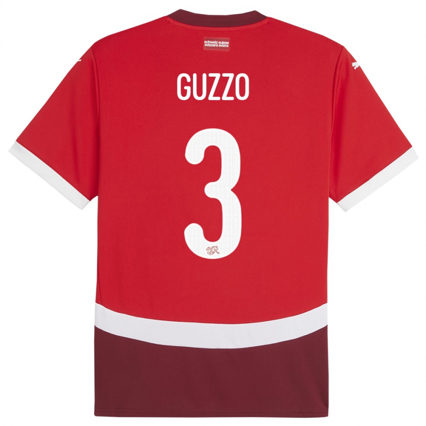 Niño Camiseta Suiza Ramon Guzzo #3 Rojo 1ª Equipación 24-26 La Camisa Chile