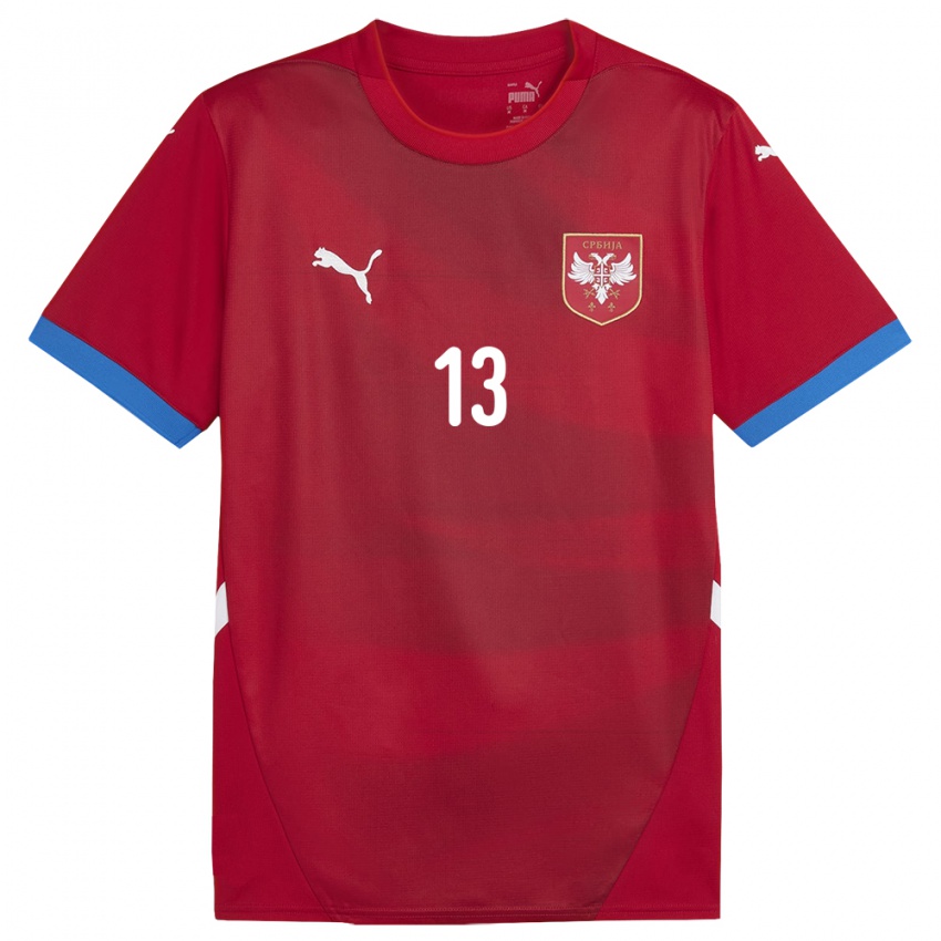 Niño Camiseta Serbia Milana Knezevic #13 Rojo 1ª Equipación 24-26 La Camisa Chile