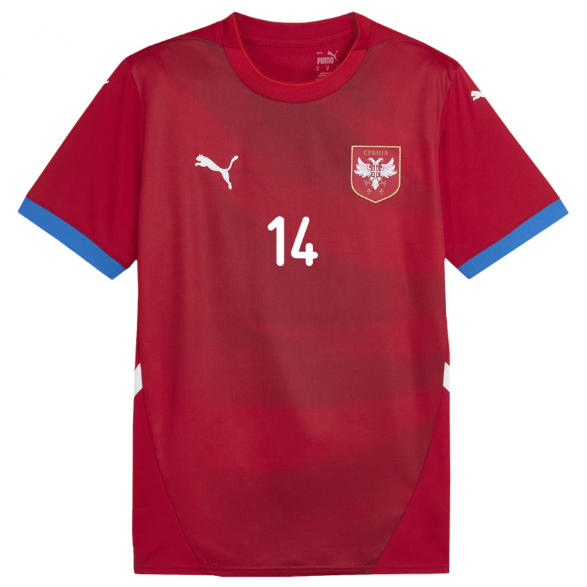 Niño Camiseta Serbia Vesna Milivojevic #14 Rojo 1ª Equipación 24-26 La Camisa Chile