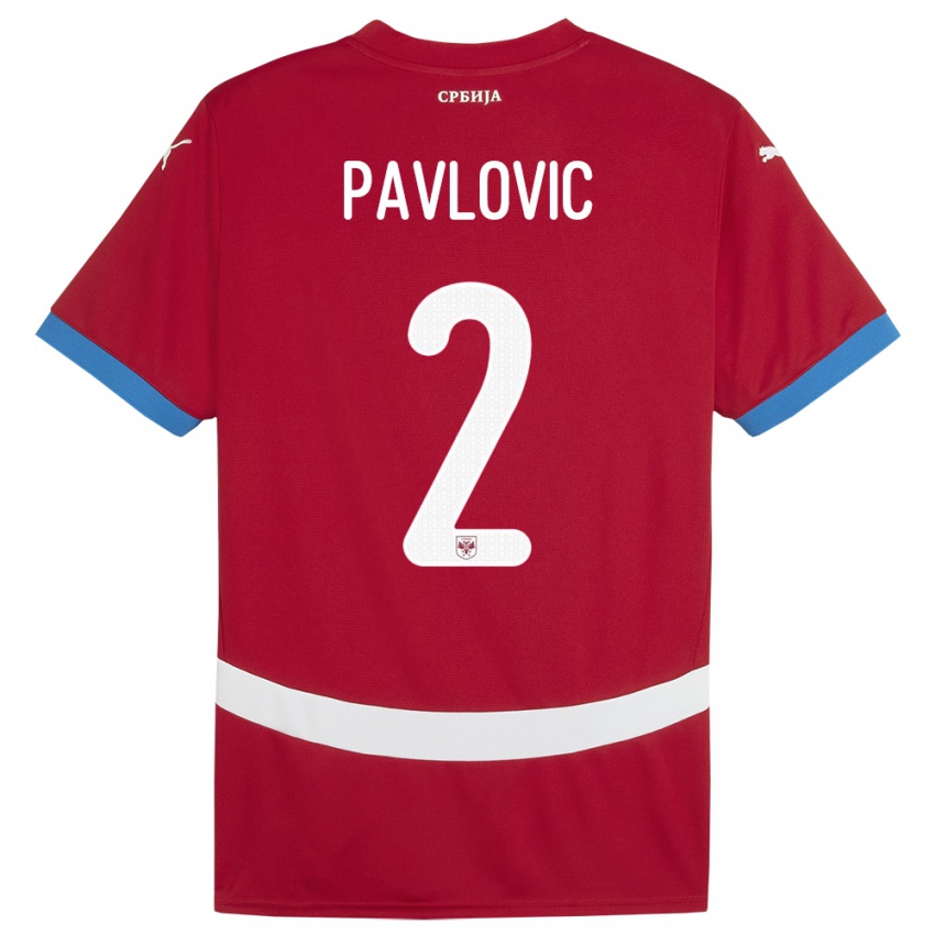 Niño Camiseta Serbia Strahinja Pavlovic #2 Rojo 1ª Equipación 24-26 La Camisa Chile