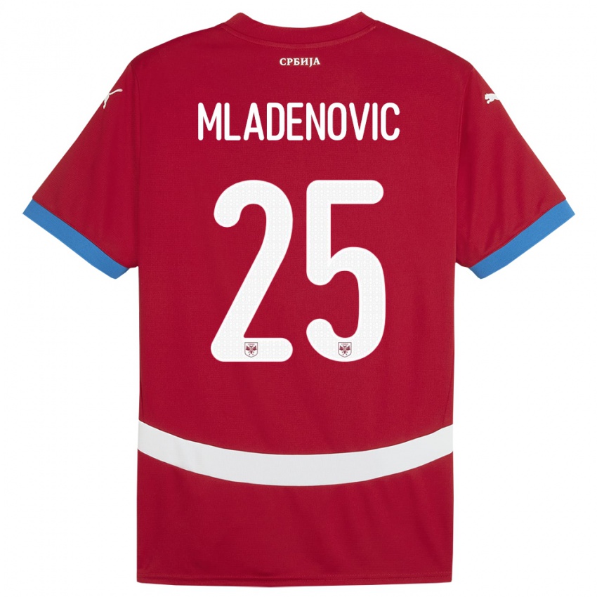 Niño Camiseta Serbia Filip Mladenovic #25 Rojo 1ª Equipación 24-26 La Camisa Chile