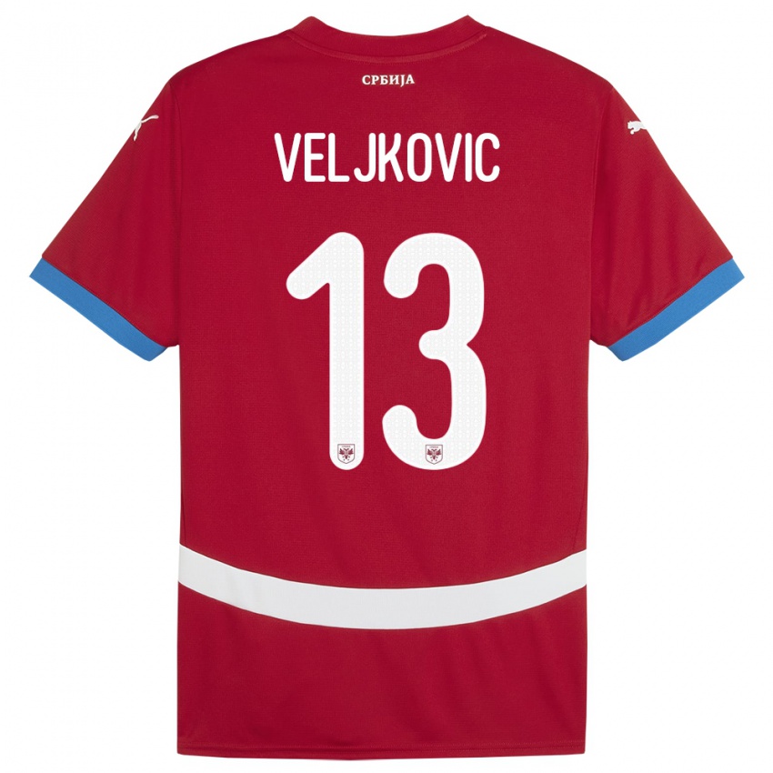 Niño Camiseta Serbia Milos Veljkovic #13 Rojo 1ª Equipación 24-26 La Camisa Chile