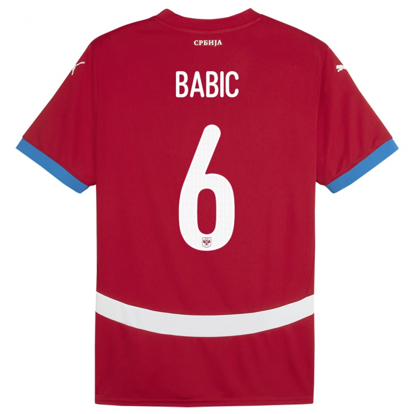 Niño Camiseta Serbia Srdjan Babic #6 Rojo 1ª Equipación 24-26 La Camisa Chile