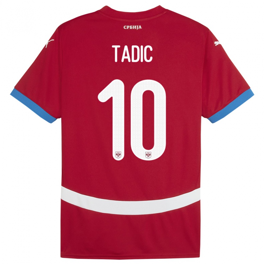 Niño Camiseta Serbia Dusan Tadic #10 Rojo 1ª Equipación 24-26 La Camisa Chile