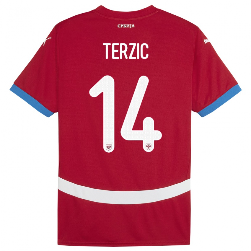 Niño Camiseta Serbia Aleksa Terzic #14 Rojo 1ª Equipación 24-26 La Camisa Chile