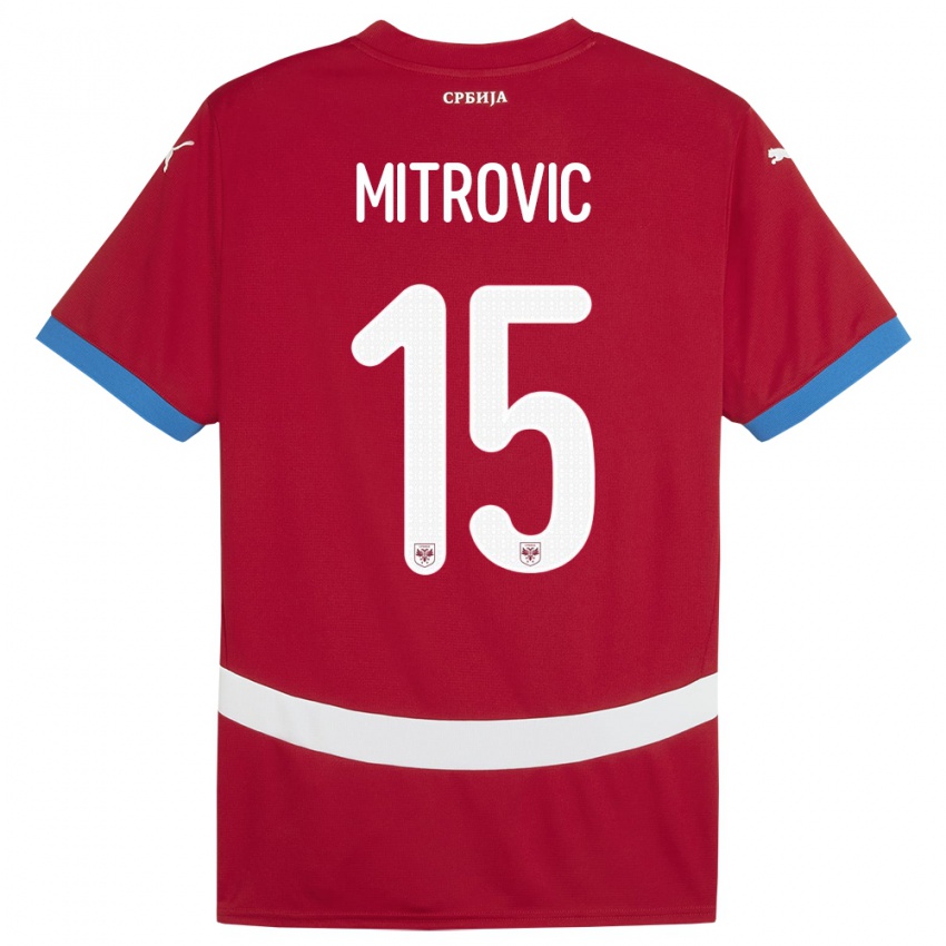 Niño Camiseta Serbia Stefan Mitrovic #15 Rojo 1ª Equipación 24-26 La Camisa Chile