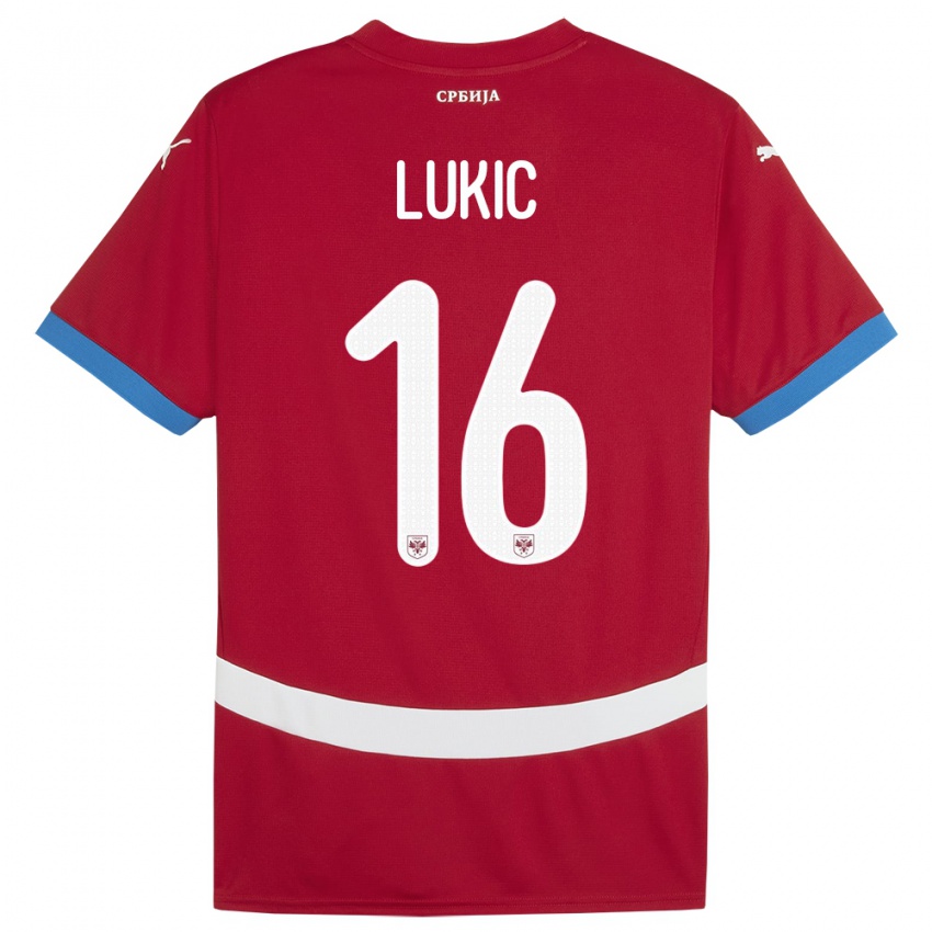 Niño Camiseta Serbia Sasa Lukic #16 Rojo 1ª Equipación 24-26 La Camisa Chile