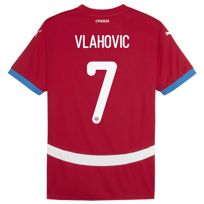 Niño Camiseta Serbia Dusan Vlahovic #7 Rojo 1ª Equipación 24-26 La Camisa Chile