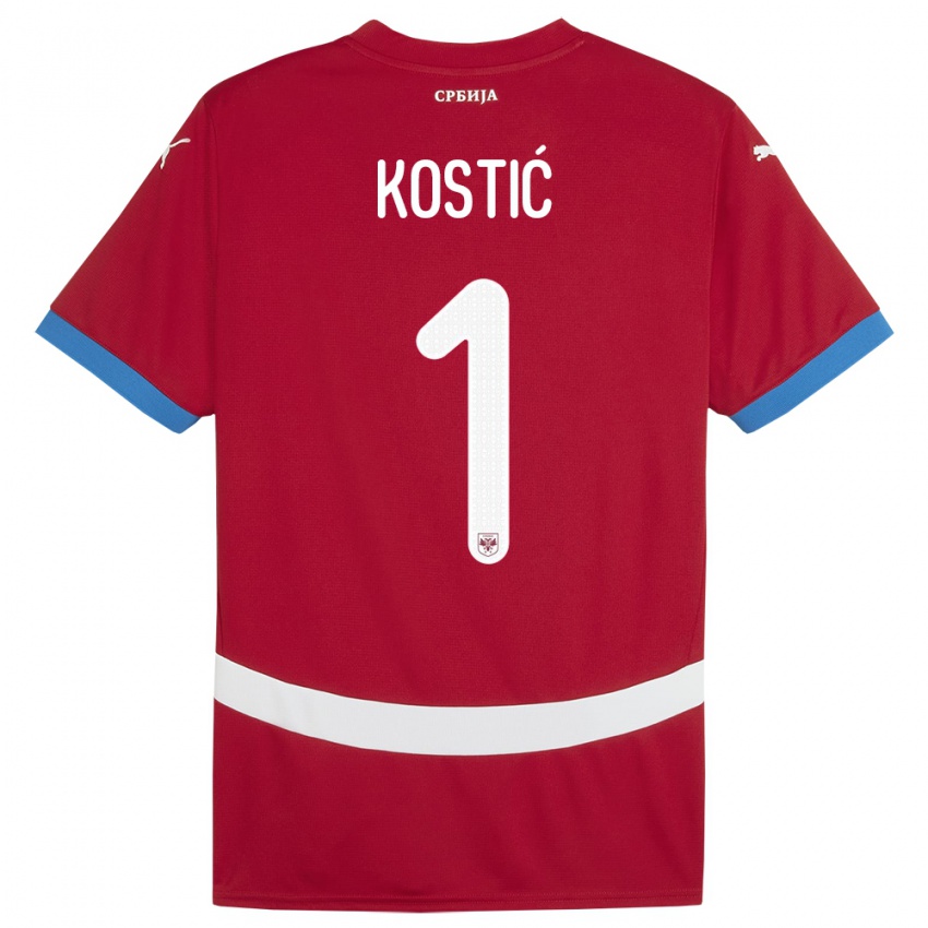 Niño Camiseta Serbia Milica Kostic #1 Rojo 1ª Equipación 24-26 La Camisa Chile