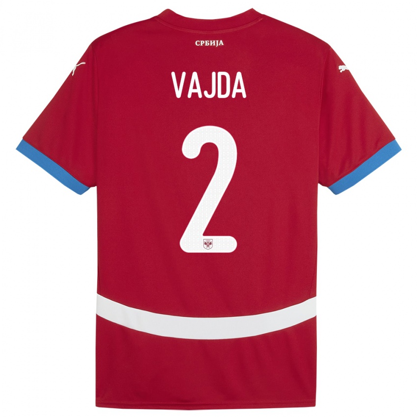 Niño Camiseta Serbia Orsoja Vajda #2 Rojo 1ª Equipación 24-26 La Camisa Chile