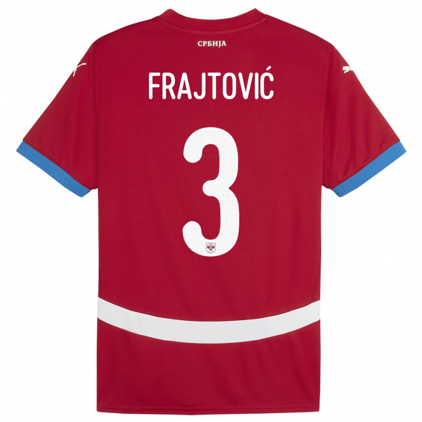 Niño Camiseta Serbia Andela Frajtovic #3 Rojo 1ª Equipación 24-26 La Camisa Chile