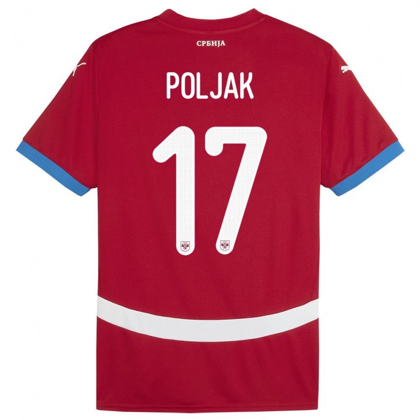 Niño Camiseta Serbia Allegra Poljak #17 Rojo 1ª Equipación 24-26 La Camisa Chile