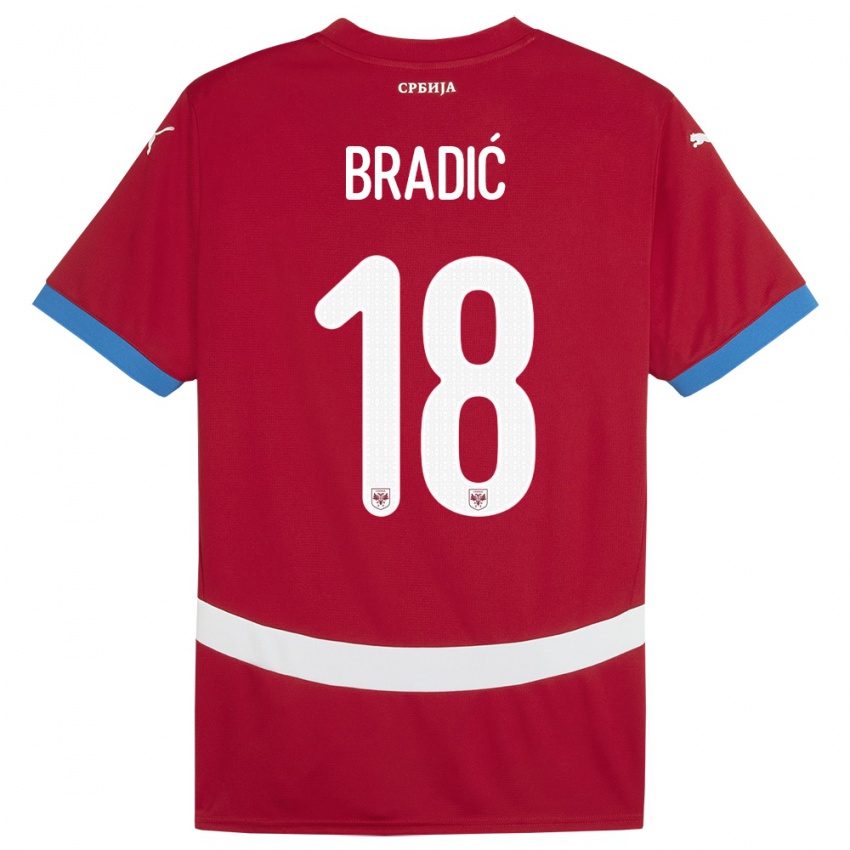 Niño Camiseta Serbia Biljana Bradic #18 Rojo 1ª Equipación 24-26 La Camisa Chile