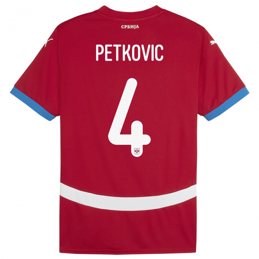 Niño Camiseta Serbia Nikola Petkovic #4 Rojo 1ª Equipación 24-26 La Camisa Chile