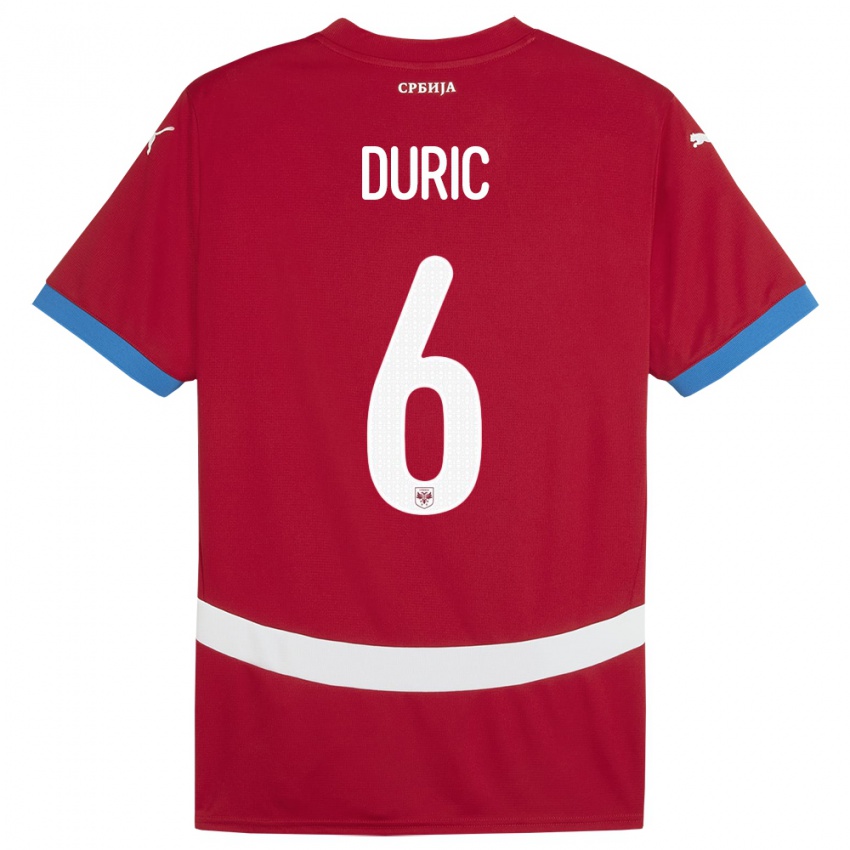 Niño Camiseta Serbia Andrej Duric #6 Rojo 1ª Equipación 24-26 La Camisa Chile