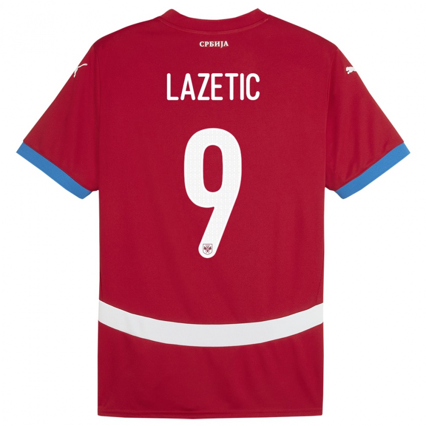 Niño Camiseta Serbia Marko Lazetic #9 Rojo 1ª Equipación 24-26 La Camisa Chile