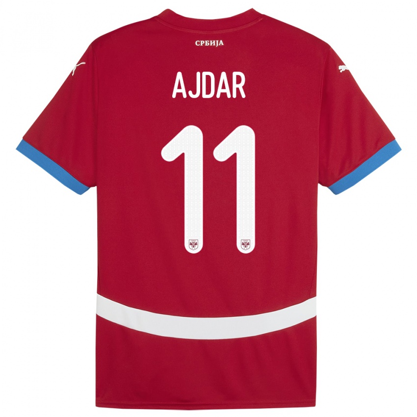 Niño Camiseta Serbia Ognjen Ajdar #11 Rojo 1ª Equipación 24-26 La Camisa Chile