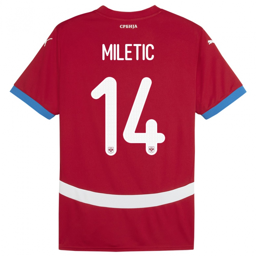 Niño Camiseta Serbia Vladimir Miletic #14 Rojo 1ª Equipación 24-26 La Camisa Chile