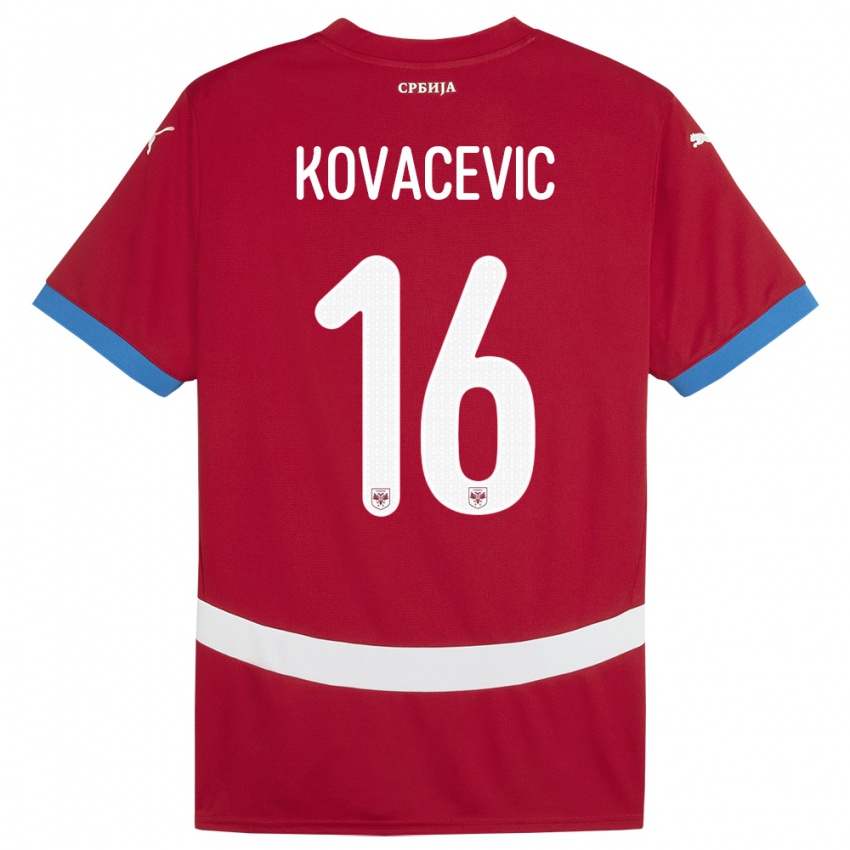 Niño Camiseta Serbia Bojan Kovacevic #16 Rojo 1ª Equipación 24-26 La Camisa Chile