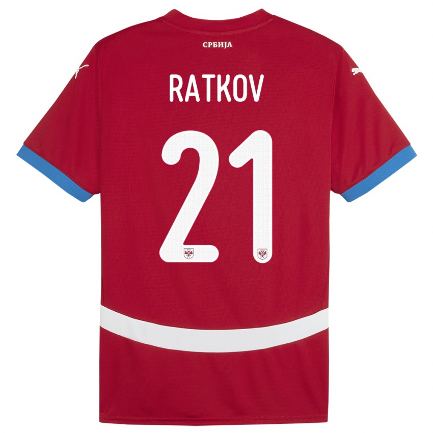 Niño Camiseta Serbia Petar Ratkov #21 Rojo 1ª Equipación 24-26 La Camisa Chile