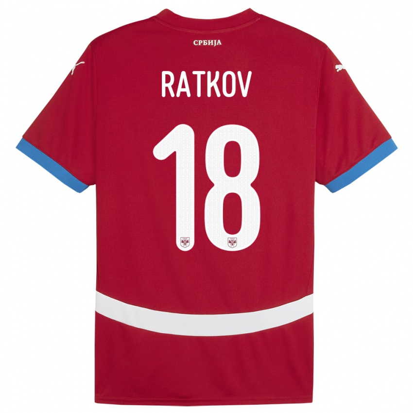 Niño Camiseta Serbia Petar Ratkov #18 Rojo 1ª Equipación 24-26 La Camisa Chile