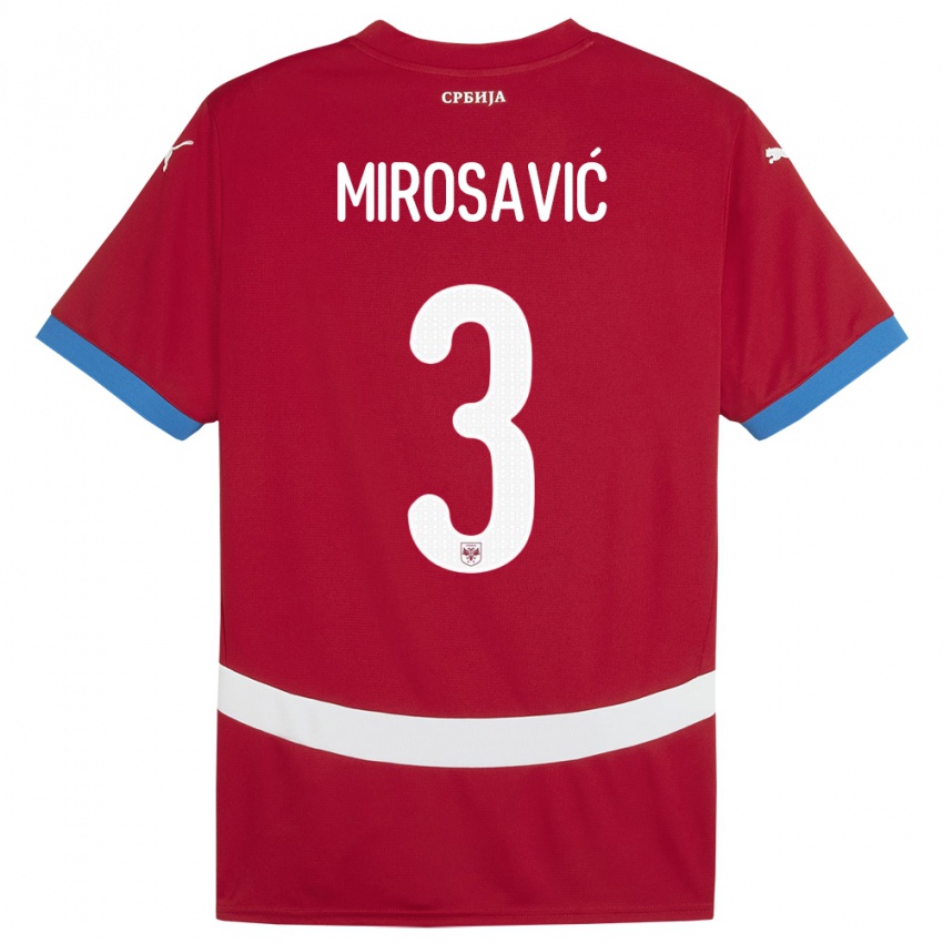 Niño Camiseta Serbia Veljko Mirosavic #3 Rojo 1ª Equipación 24-26 La Camisa Chile