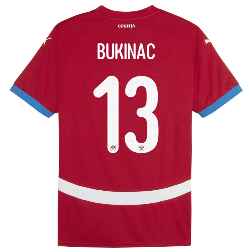 Niño Camiseta Serbia Stefan Bukinac #13 Rojo 1ª Equipación 24-26 La Camisa Chile