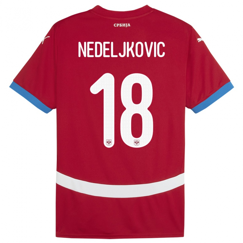 Niño Camiseta Serbia Kosta Nedeljkovic #18 Rojo 1ª Equipación 24-26 La Camisa Chile