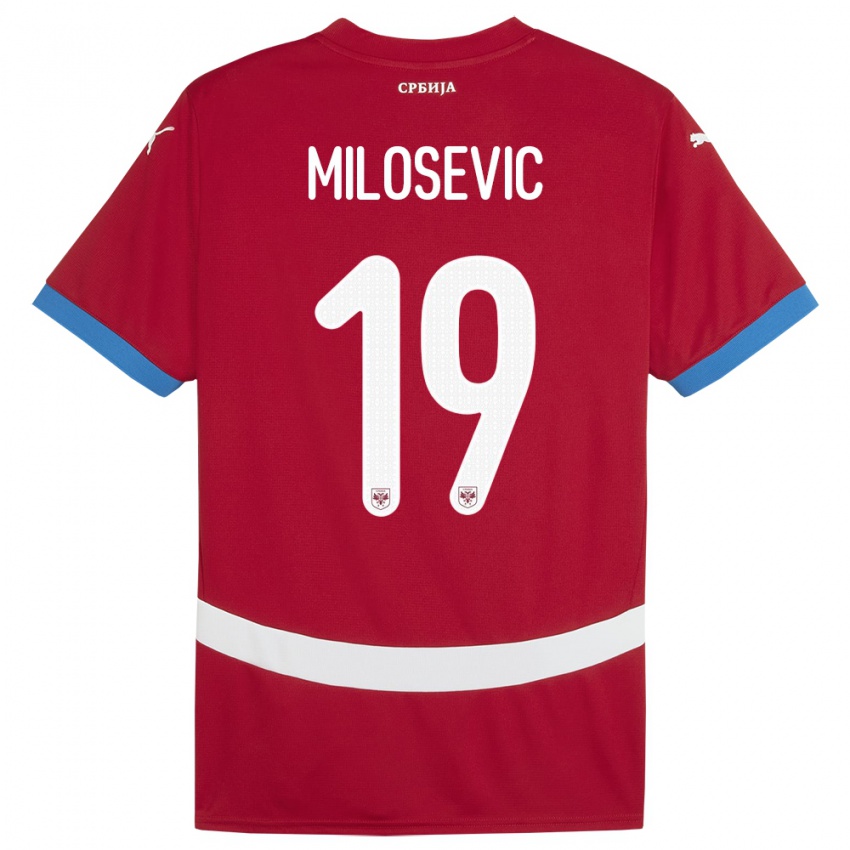 Niño Camiseta Serbia Jovan Milosevic #19 Rojo 1ª Equipación 24-26 La Camisa Chile