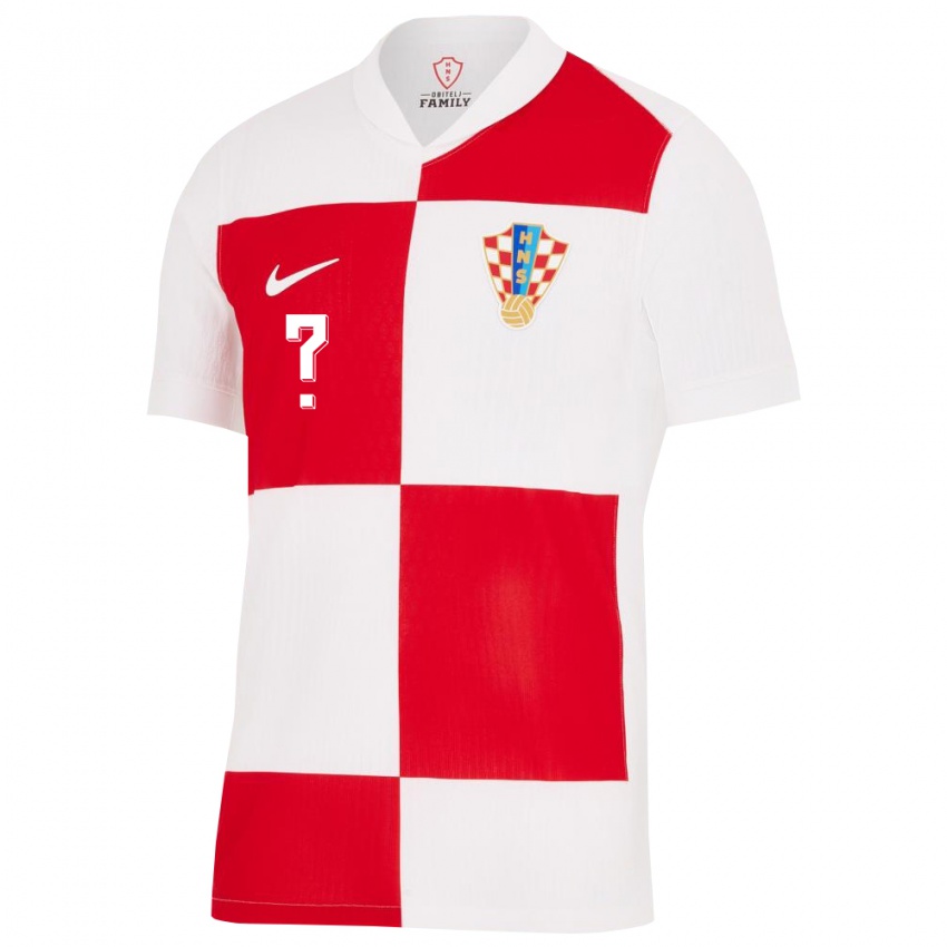 Niño Camiseta Croacia Su Nombre #0 Blanco Rojo 1ª Equipación 24-26 La Camisa Chile