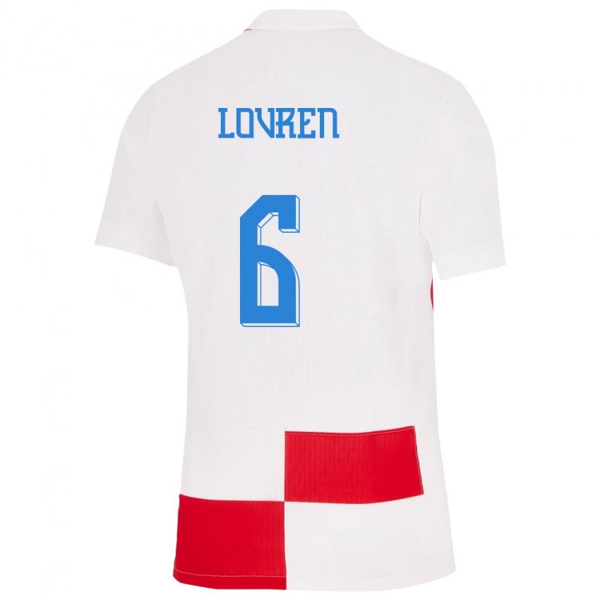 Niño Camiseta Croacia Dejan Lovren #6 Blanco Rojo 1ª Equipación 24-26 La Camisa Chile