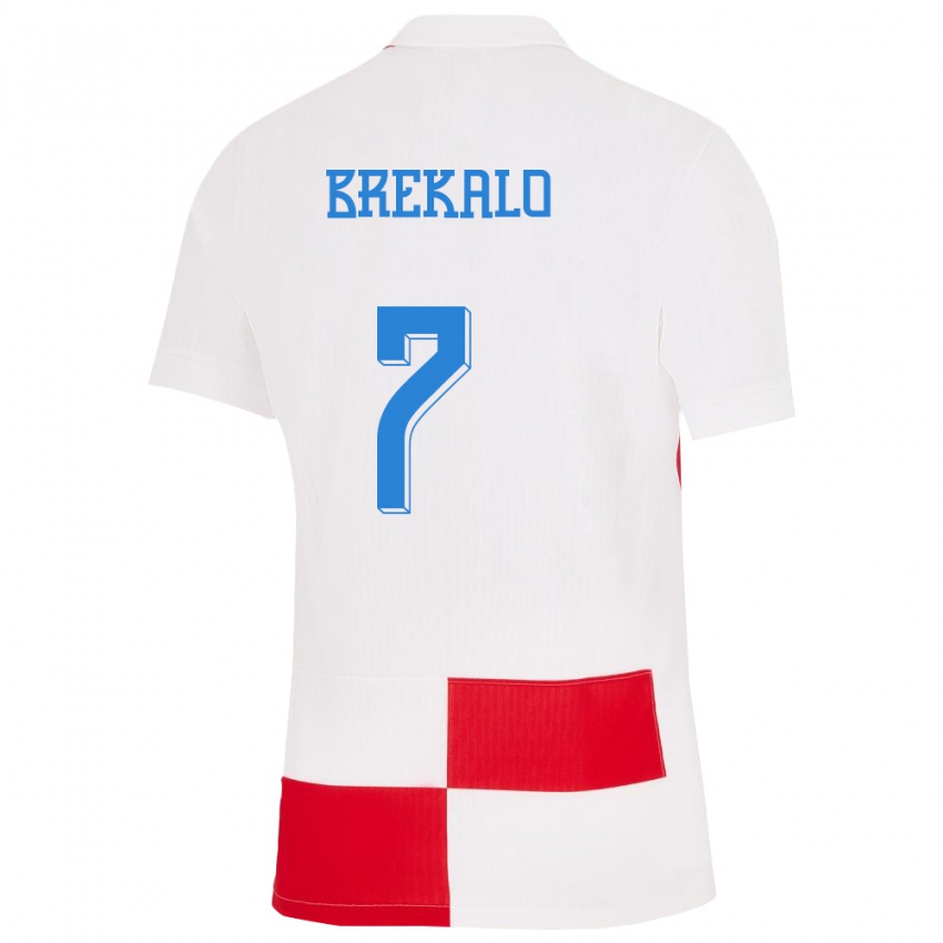 Niño Camiseta Croacia Josip Brekalo #7 Blanco Rojo 1ª Equipación 24-26 La Camisa Chile