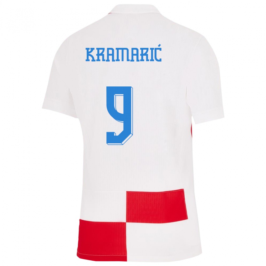 Niño Camiseta Croacia Andrej Kramaric #9 Blanco Rojo 1ª Equipación 24-26 La Camisa Chile