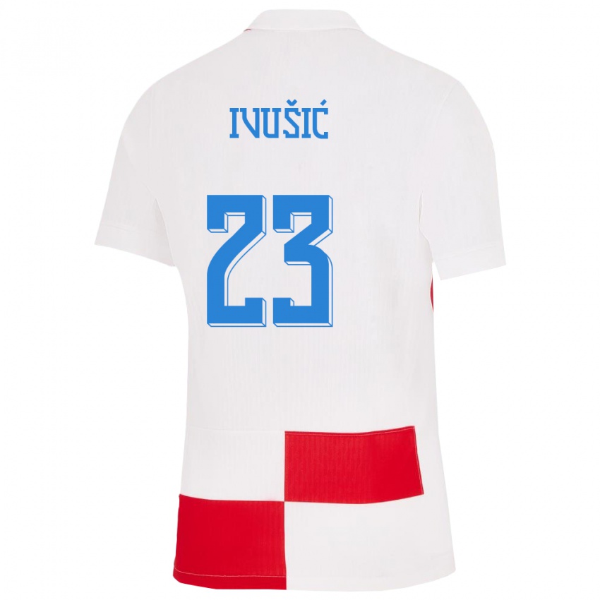 Niño Camiseta Croacia Ivica Ivusic #23 Blanco Rojo 1ª Equipación 24-26 La Camisa Chile