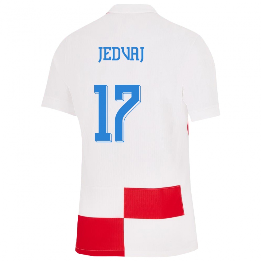 Niño Camiseta Croacia Karla Jedvaj #17 Blanco Rojo 1ª Equipación 24-26 La Camisa Chile