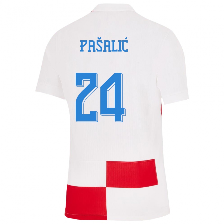 Niño Camiseta Croacia Marco Pasalic #24 Blanco Rojo 1ª Equipación 24-26 La Camisa Chile