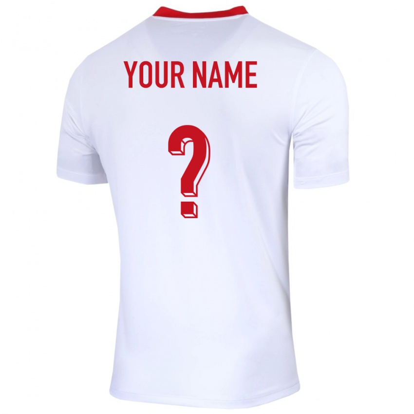 Niño Camiseta Polonia Su Nombre #0 Blanco 1ª Equipación 24-26 La Camisa Chile