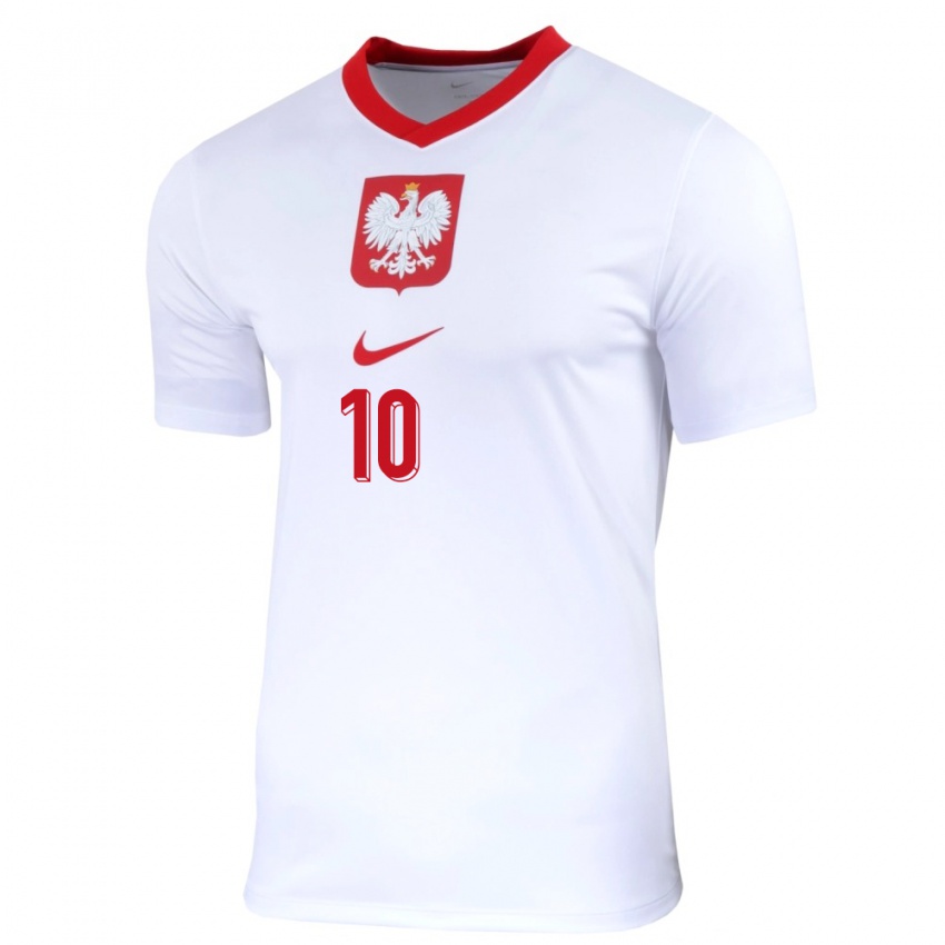 Niño Camiseta Polonia Piotr Zielinski #10 Blanco 1ª Equipación 24-26 La Camisa Chile