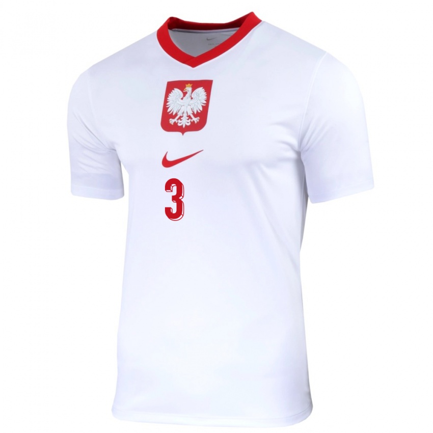 Niño Camiseta Polonia Jakub Krzyzanowski #3 Blanco 1ª Equipación 24-26 La Camisa Chile